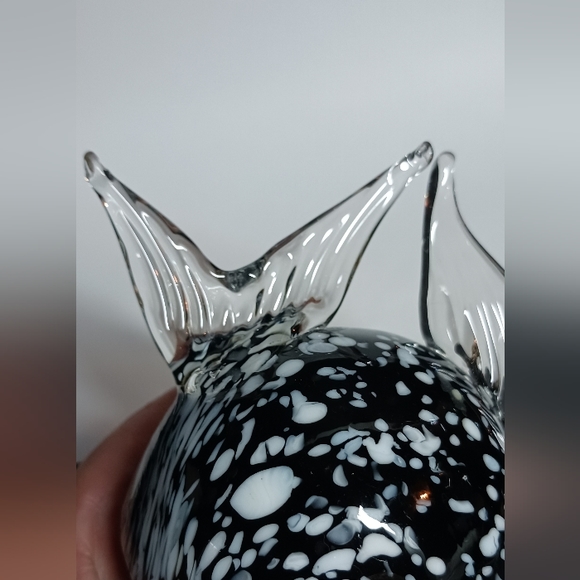 Arte Murano Icet Glass Blown Fish~ Milifori Eyes~Black with White Speckles - Picture 6 of 8